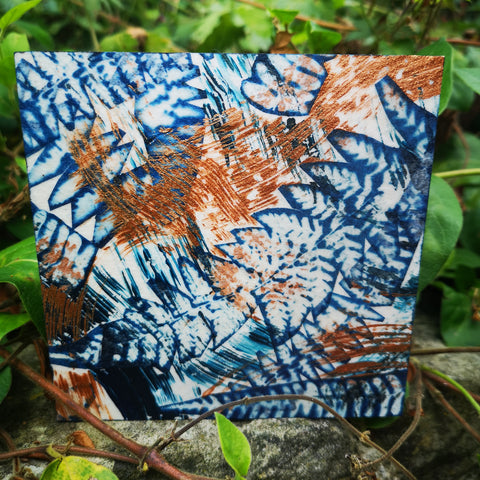 Canopy - Mixed Media Collage Art Work on Wood Canvas