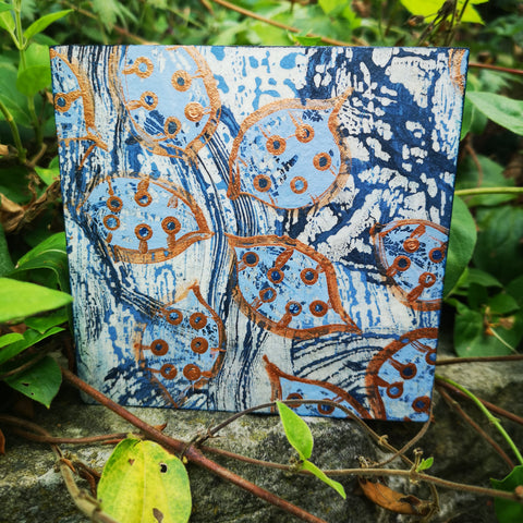 Paper - Mixed Media Collage Art Work on Wood Canvas