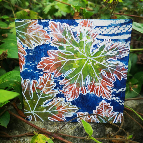 Forage - Mixed Media Collage Art Work on Wood Canvas