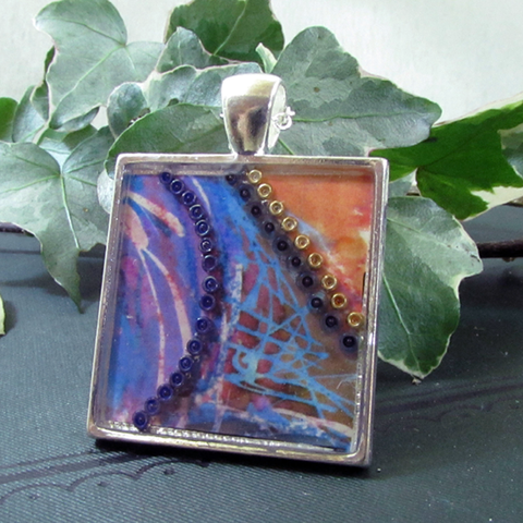 Aqua - silver plated pendant and necklace
