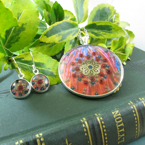 Barnevelder - silver plated necklace and earrings set