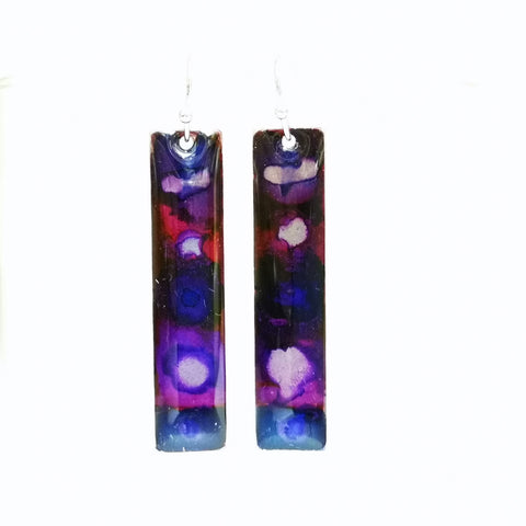 Galaxy - long drop earrings with sterling silver earring hooks