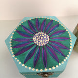 Hand painted gift box / trinket box / hexagonal design