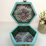 Hand painted gift box / trinket box / hexagonal design