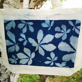 Cyanotype tote bag - large - horse chestnut leaf design