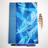 Handbound journal / notebook / diary/ cyanotype feather design