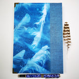 Handbound journal / notebook / diary/ cyanotype feather design